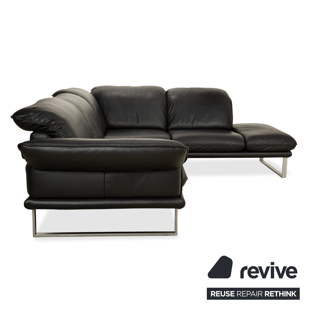 Willi Schillig Sherry Leder Ecksofa Schwarz Sofa Couch manuelle Funktion