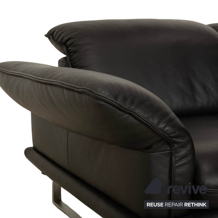 Willi Schillig Sherry Leder Ecksofa Schwarz Sofa Couch manuelle Funktion