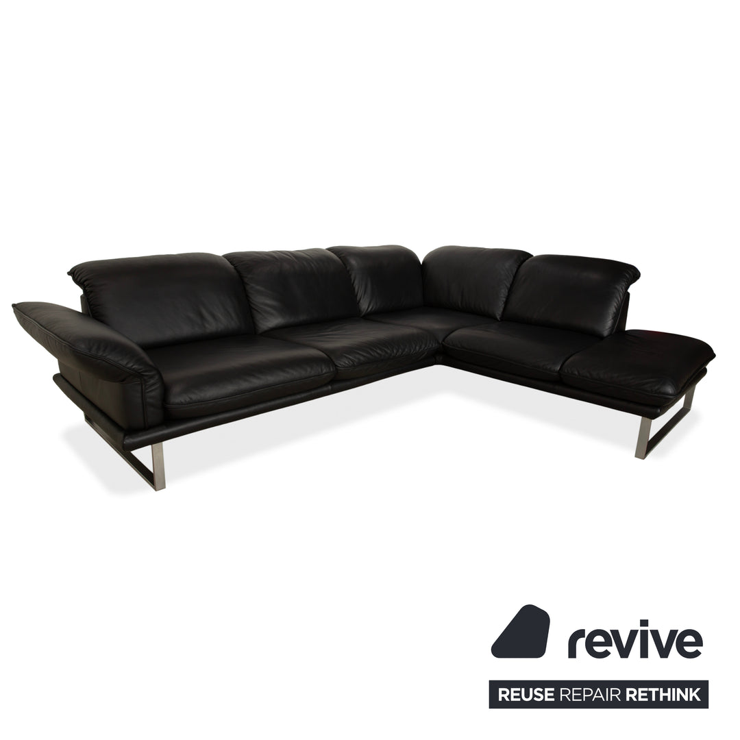 Willi Schillig Sherry Leder Ecksofa Schwarz Sofa Couch manuelle Funktion