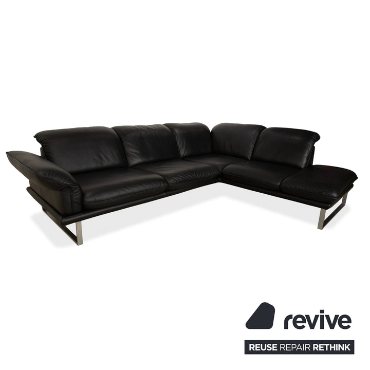 Willi Schillig Sherry Leder Ecksofa Schwarz Sofa Couch manuelle Funktion
