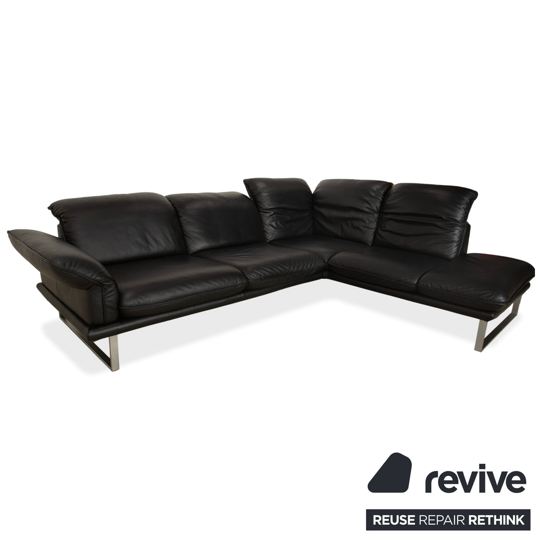 Willi Schillig Sherry Leder Ecksofa Schwarz Sofa Couch manuelle Funktion