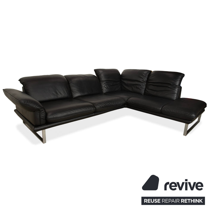 Willi Schillig Sherry Leder Ecksofa Schwarz Sofa Couch manuelle Funktion