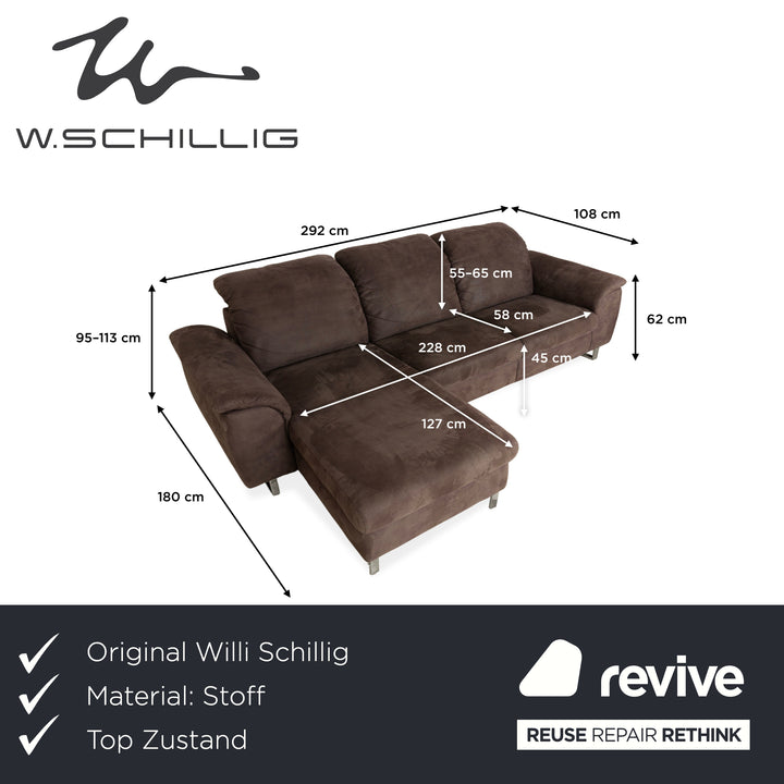 Willi Schillig Sinaatra Stoff Ecksofa Braun Recamiere links Sofa Couch