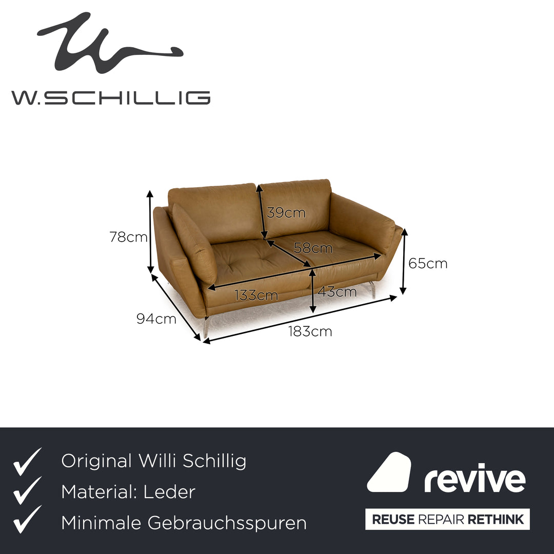 Willi Schillig sofy Leder Zweisitzer Olivgrün Sofa Couch