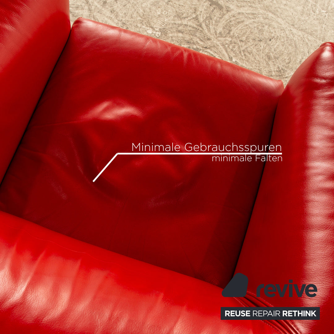 Ensemble fauteuil en cuir Wittmann Aura rouge