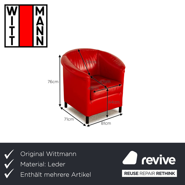 Ensemble fauteuil en cuir Wittmann Aura rouge