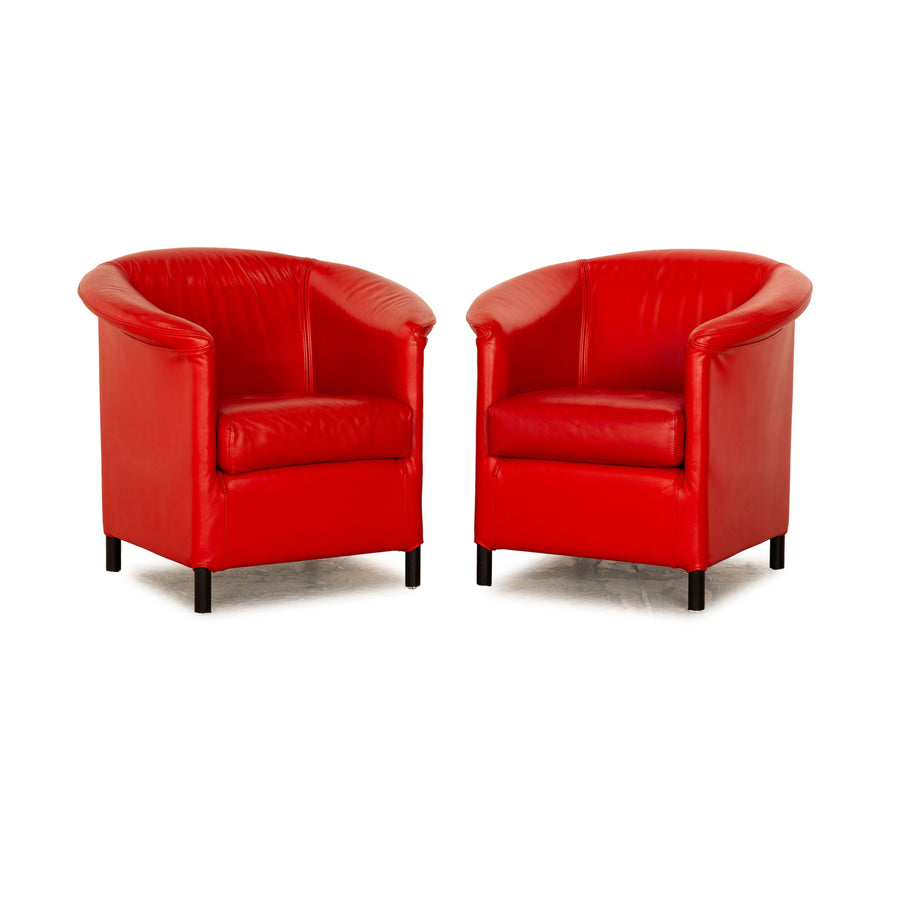 Ensemble fauteuil en cuir Wittmann Aura rouge