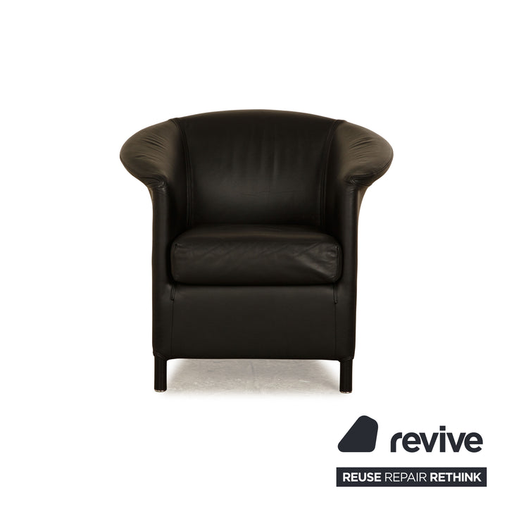 Wittmann Aura Leder Sessel Garnitur Schwarz 2x Sessel