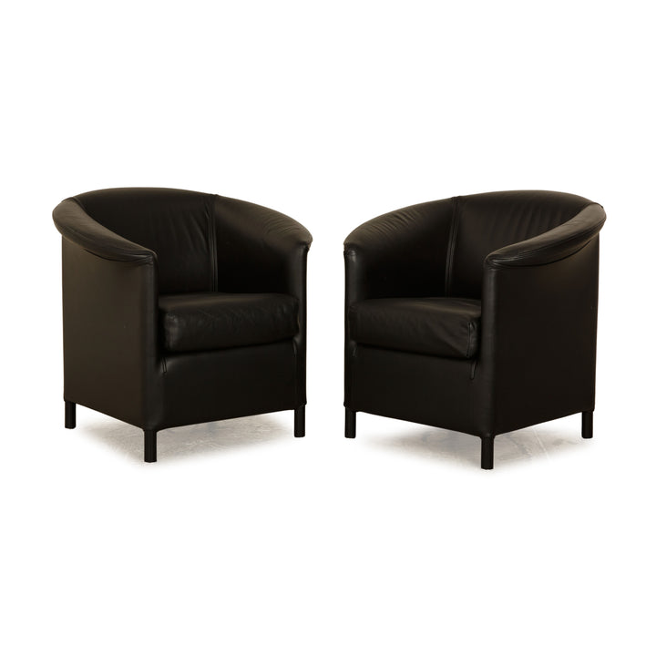Wittmann Aura Leder Sessel Garnitur Schwarz 2x Sessel