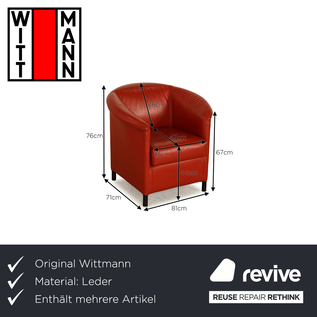 Wittmann Aura Leder Sessel Rot Orange