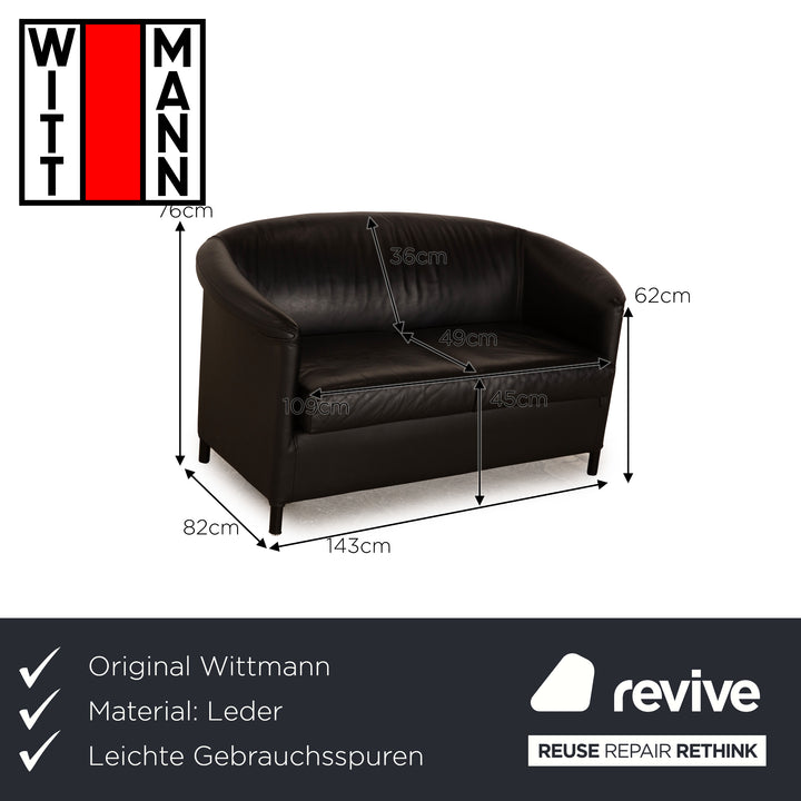 Canapé 2 places en cuir noir Wittmann Aura