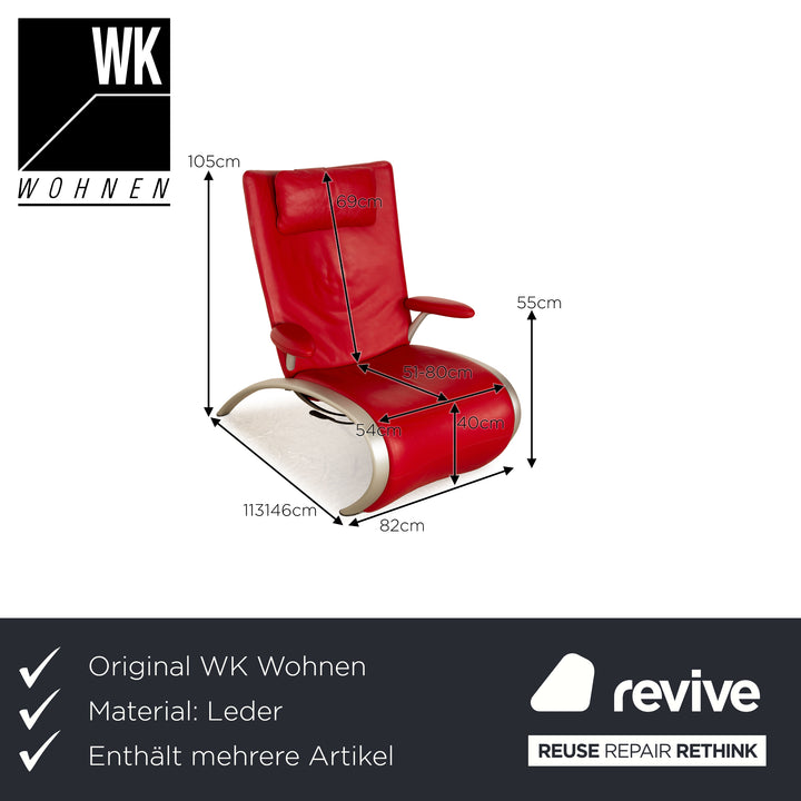 WK Wohnen Flex 679 Leder Sessel Garnitur Rot manuelle Funktion