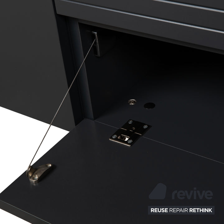 WK Wohnen Holz Sideboard Anthrazit Hellgrau Weiß manuelle Funktion inklusive Beleuchtung