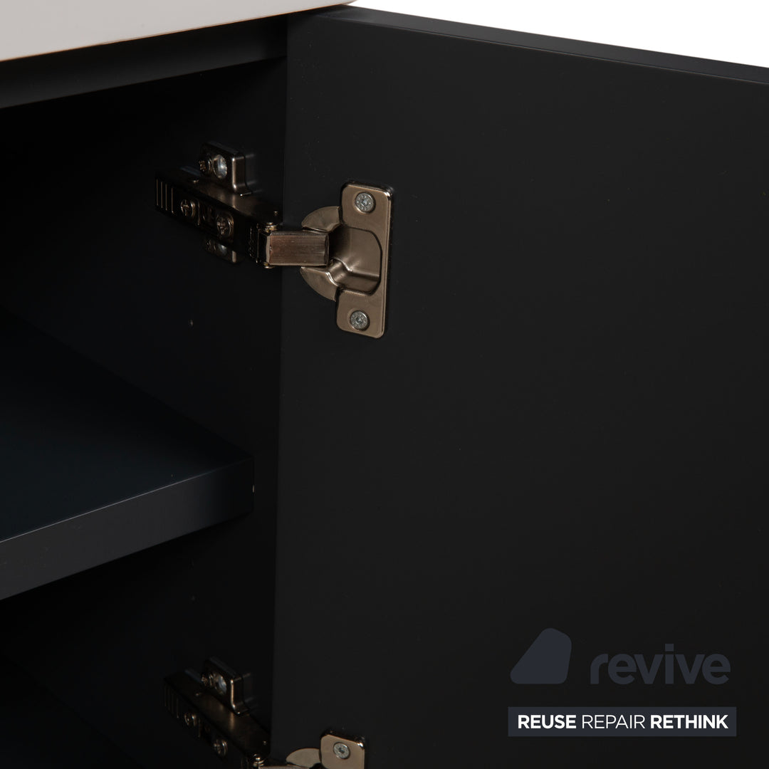 WK Wohnen Holz Sideboard Anthrazit Hellgrau Weiß manuelle Funktion inklusive Beleuchtung