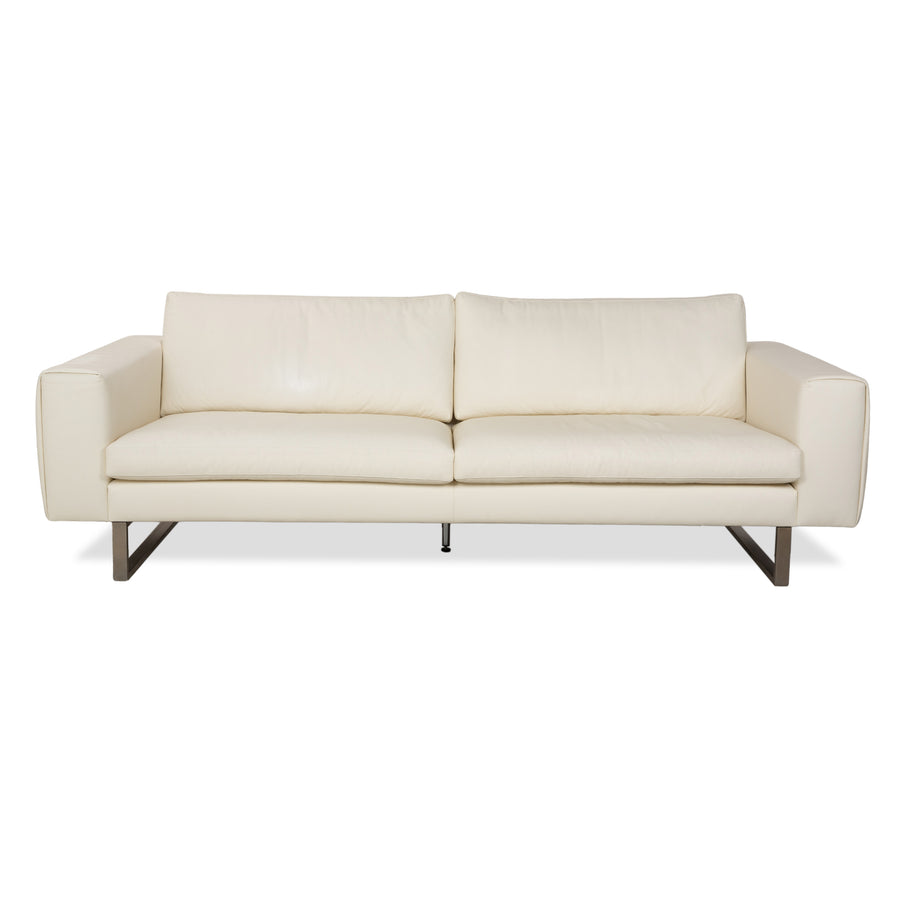 Canapé quatre places en cuir blanc crème WK Wohnen WK 620