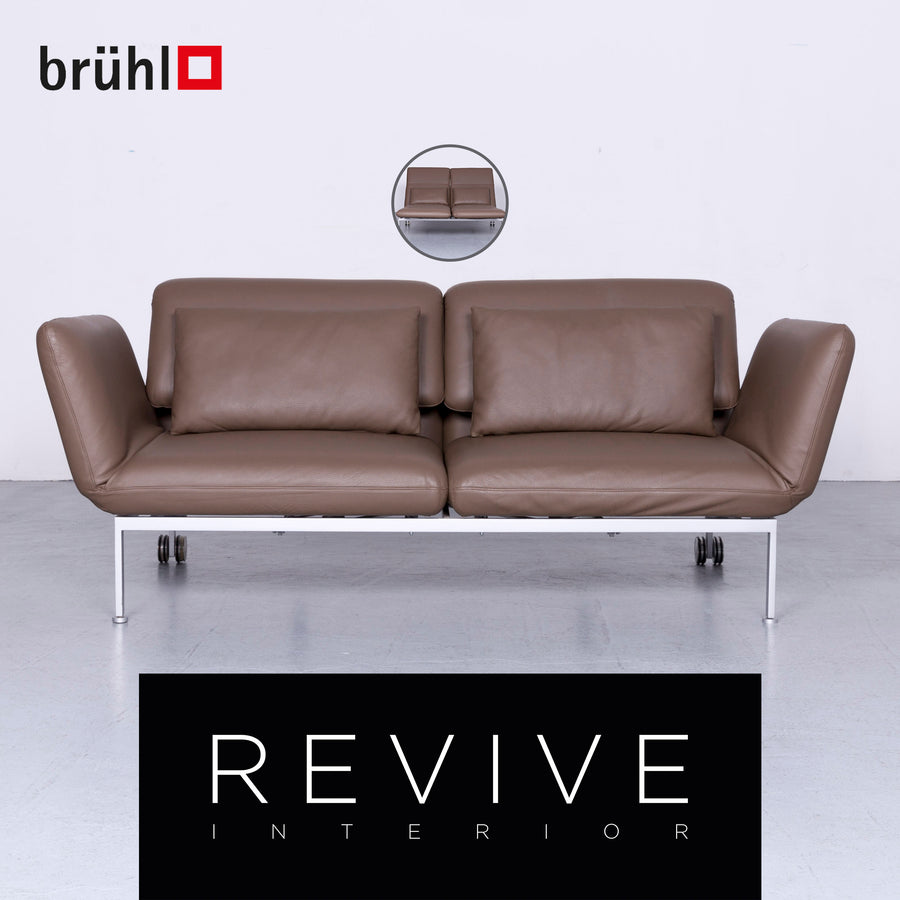 Brühl Roro Canapé design en cuir marron avec fonction canapé en cuir véritable #6443