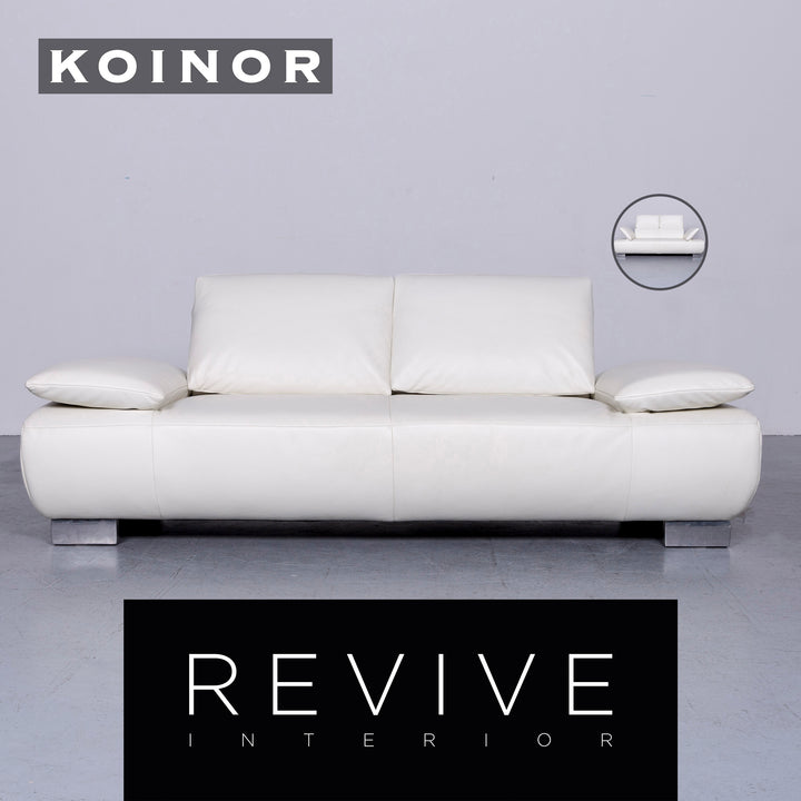 Koinor Volare Designer Leder Sofa Weiß Echtleder Couch #6481