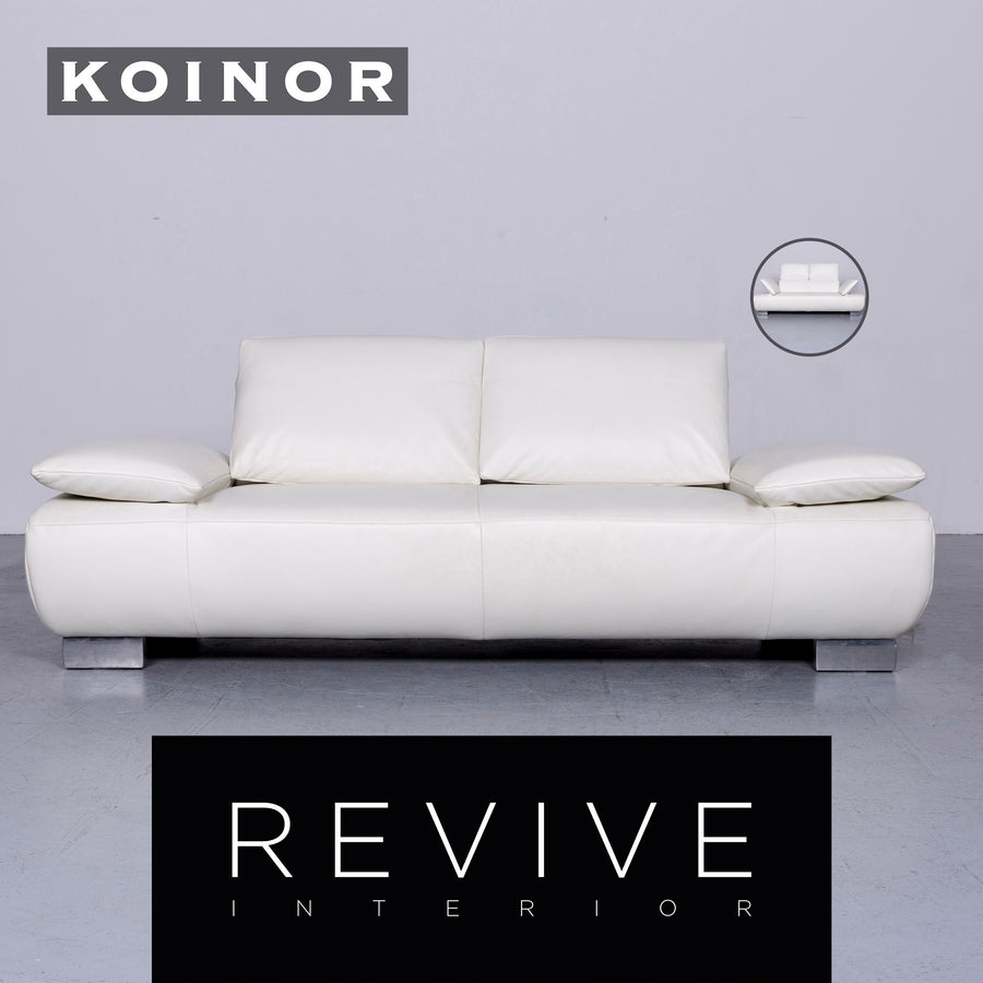 Koinor Volare Designer Leder Sofa Weiß Echtleder Couch #6481