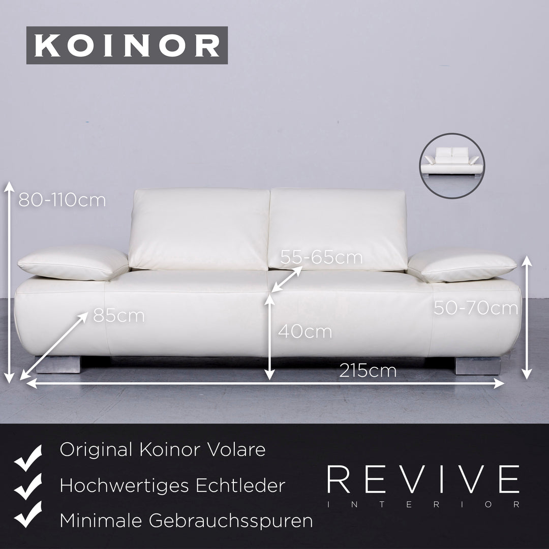 Koinor Volare Designer Leder Sofa Weiß Echtleder Couch #6481