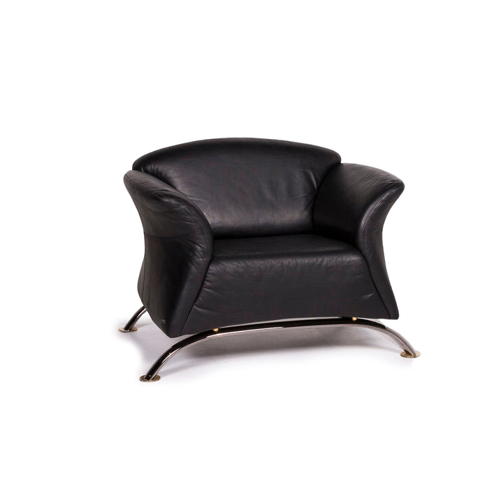 Sample ring leather armchair black #11292