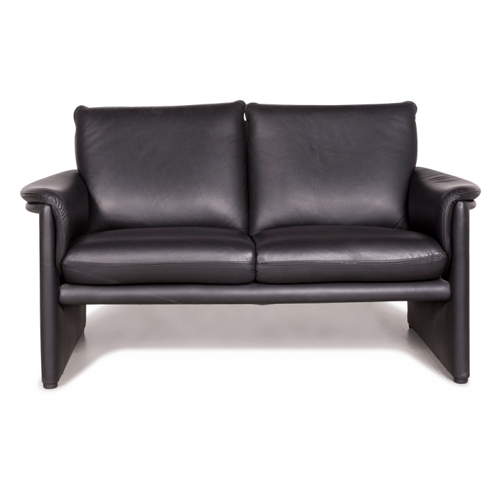 Cor Zento Designer Leder Sofa Schwarz Echtleder Zweisitzer Couch #7986
