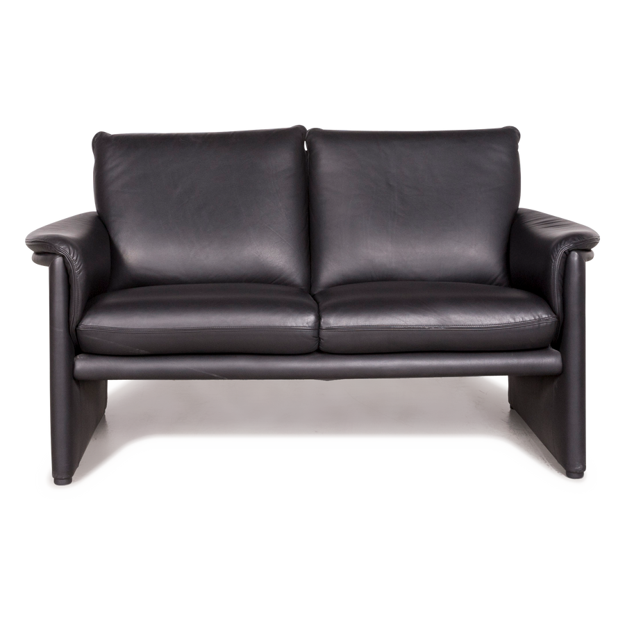 Cor Zento Designer Leder Sofa Schwarz Echtleder Zweisitzer Couch #7986