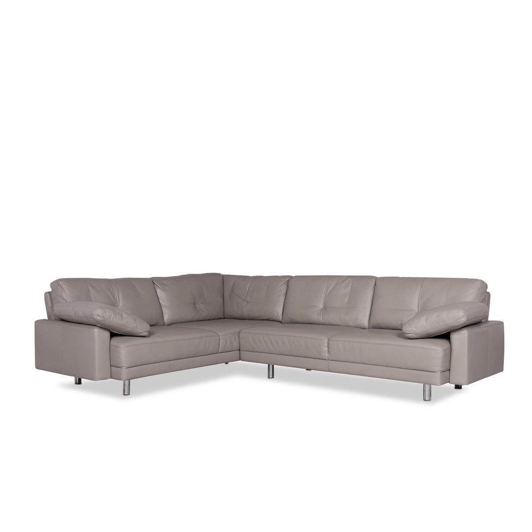 Brühl &amp; Sippold Canapé d'angle en cuir Gris Canapé #9139