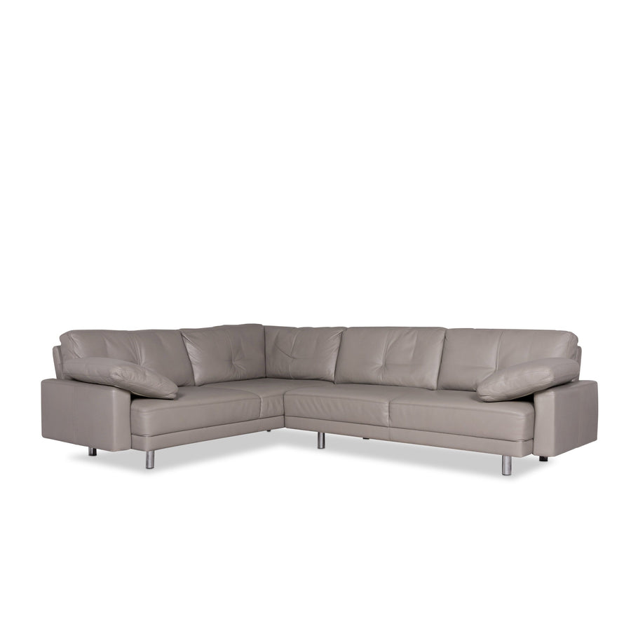 Brühl &amp; Sippold Canapé d'angle en cuir Gris Canapé #9139