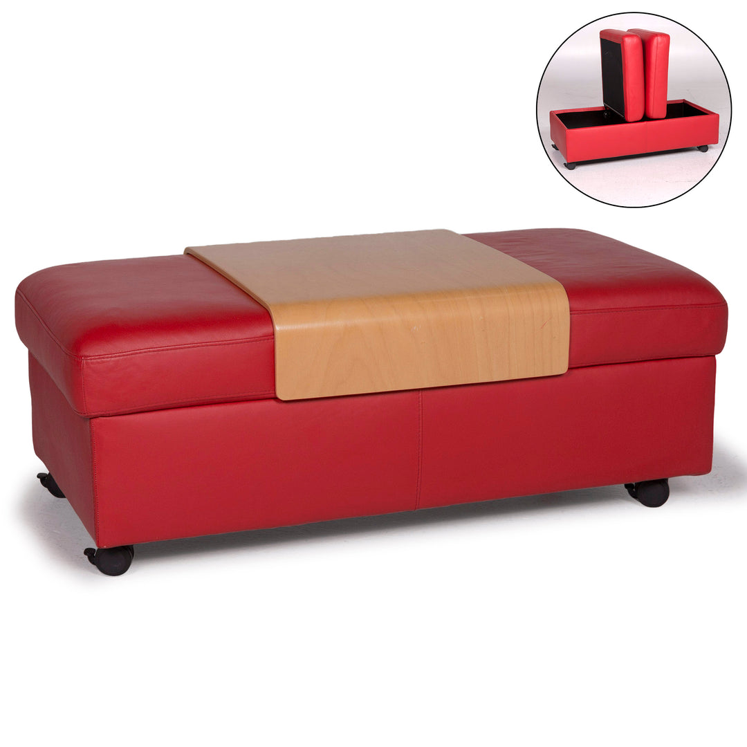 Stressless Leather Stool Red #11257