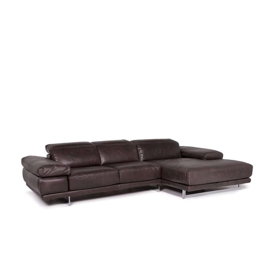 Natuzzi Leder Eckofa Anthrazit Grau Braun Sofa Funktion Couch #12017