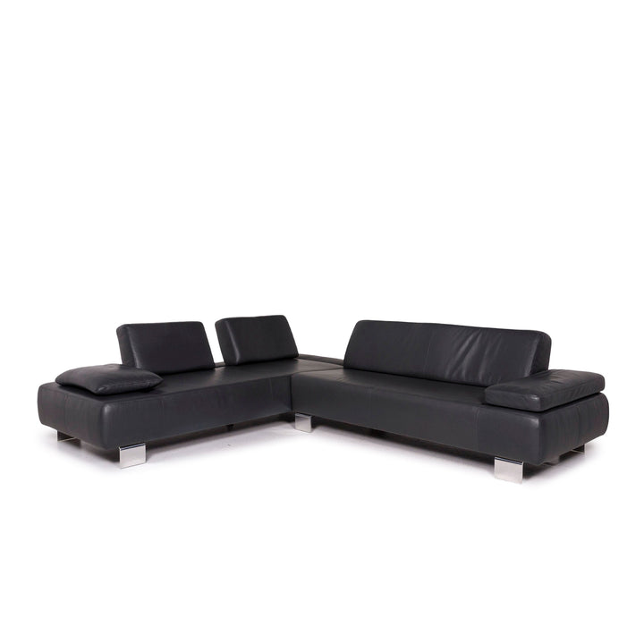 Willi Schillig Canapé d'angle en cuir gris anthracite #12051