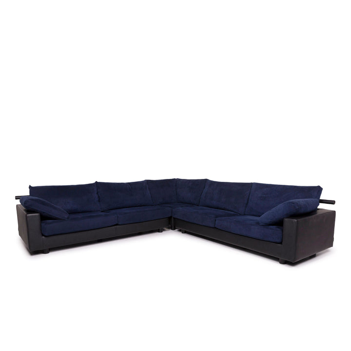 Canapé d'angle en tissu cuir Flexform bleu noir canapé #11758