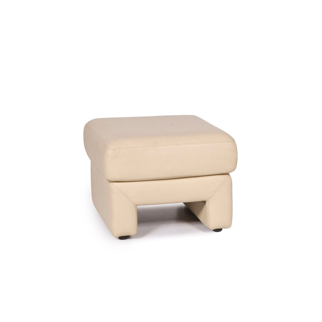Musterring Leder Hocker Creme Schemel #12060