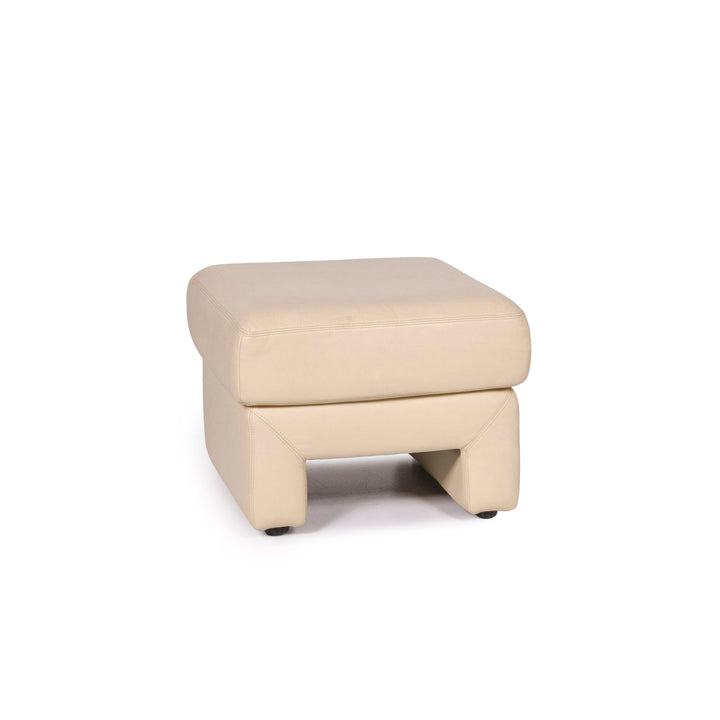 Musterring Leder Hocker Creme Schemel #12060