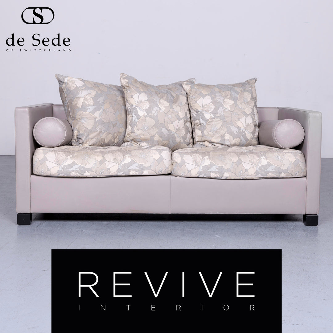 de Sede Edition 3000 Desinger Leder Sofa Grau Echtleder Zweisitzer Couch #6547