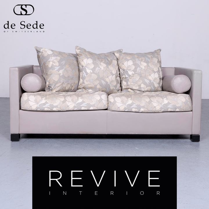 de Sede Edition 3000 Desinger Leder Sofa Grau Echtleder Zweisitzer Couch #6547