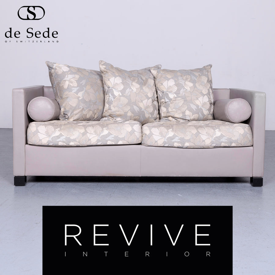 de Sede Edition 3000 Desinger Leder Sofa Grau Echtleder Zweisitzer Couch #6547