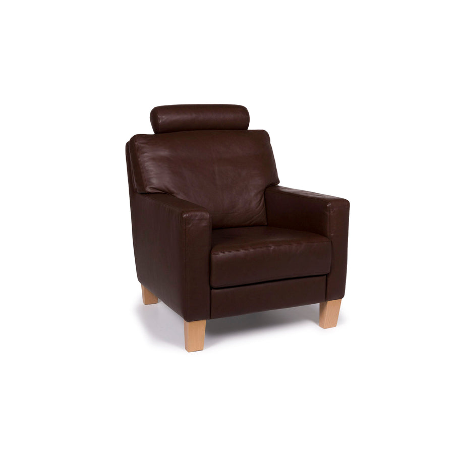 Sample ring leather armchair brown #11468