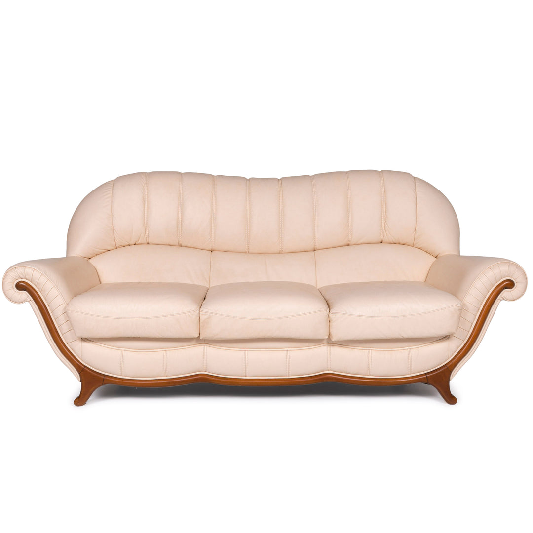 Nieri Leder Sofa Creme Dreisitzer #10743