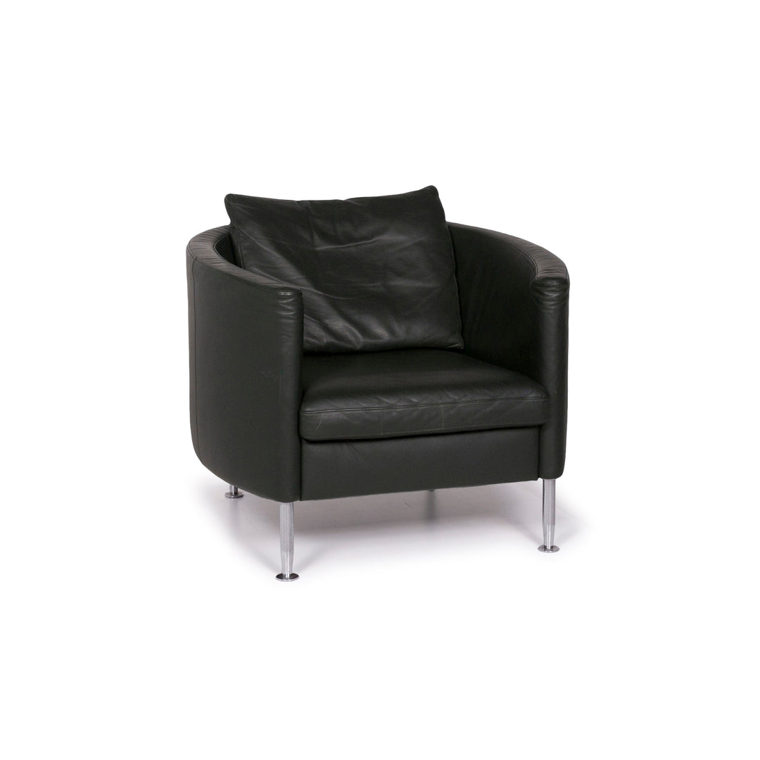 Three-Point Leather Armchair Green #11604