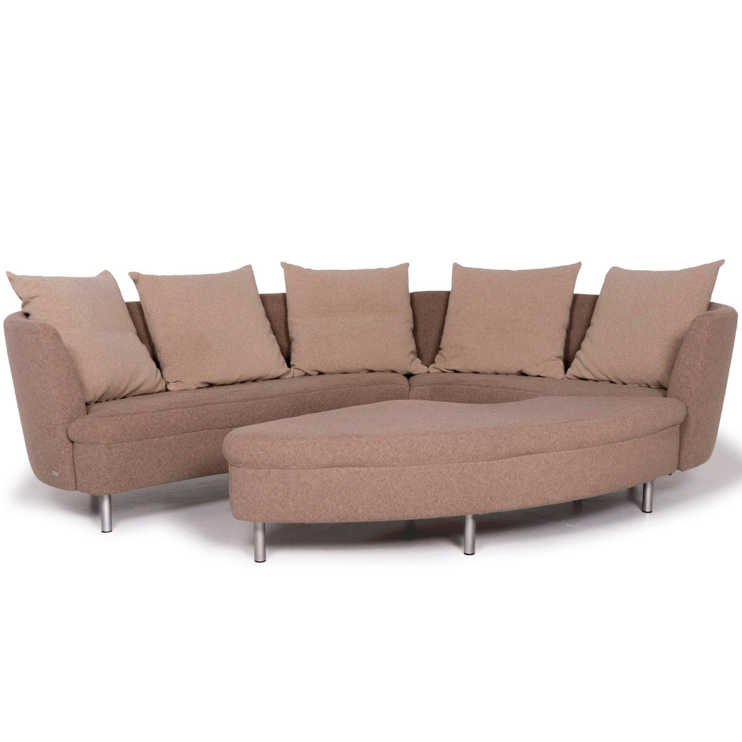Rolf Benz Stoff Sofa Beige Ecksofa inkl. Hocker #11667