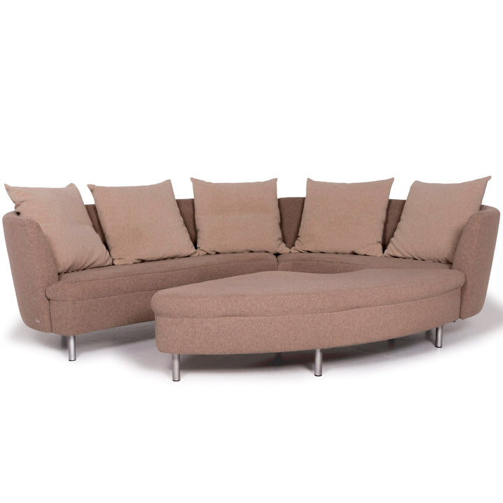 Rolf Benz Stoff Sofa Beige Ecksofa inkl. Hocker #11667
