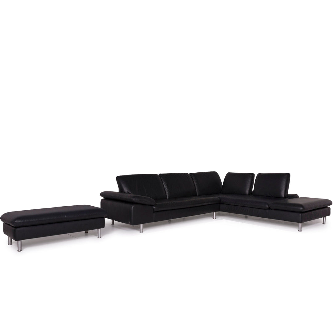 Willi Schillig Loop Leder Sofa Garnitur Schwarz Ecksofa Hocker #11752