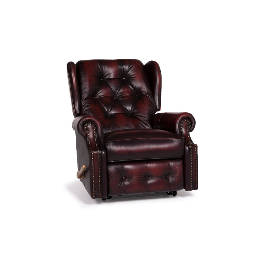 Chesterfield Leder Sessel Rot inkl. Relaxfunktion #10729