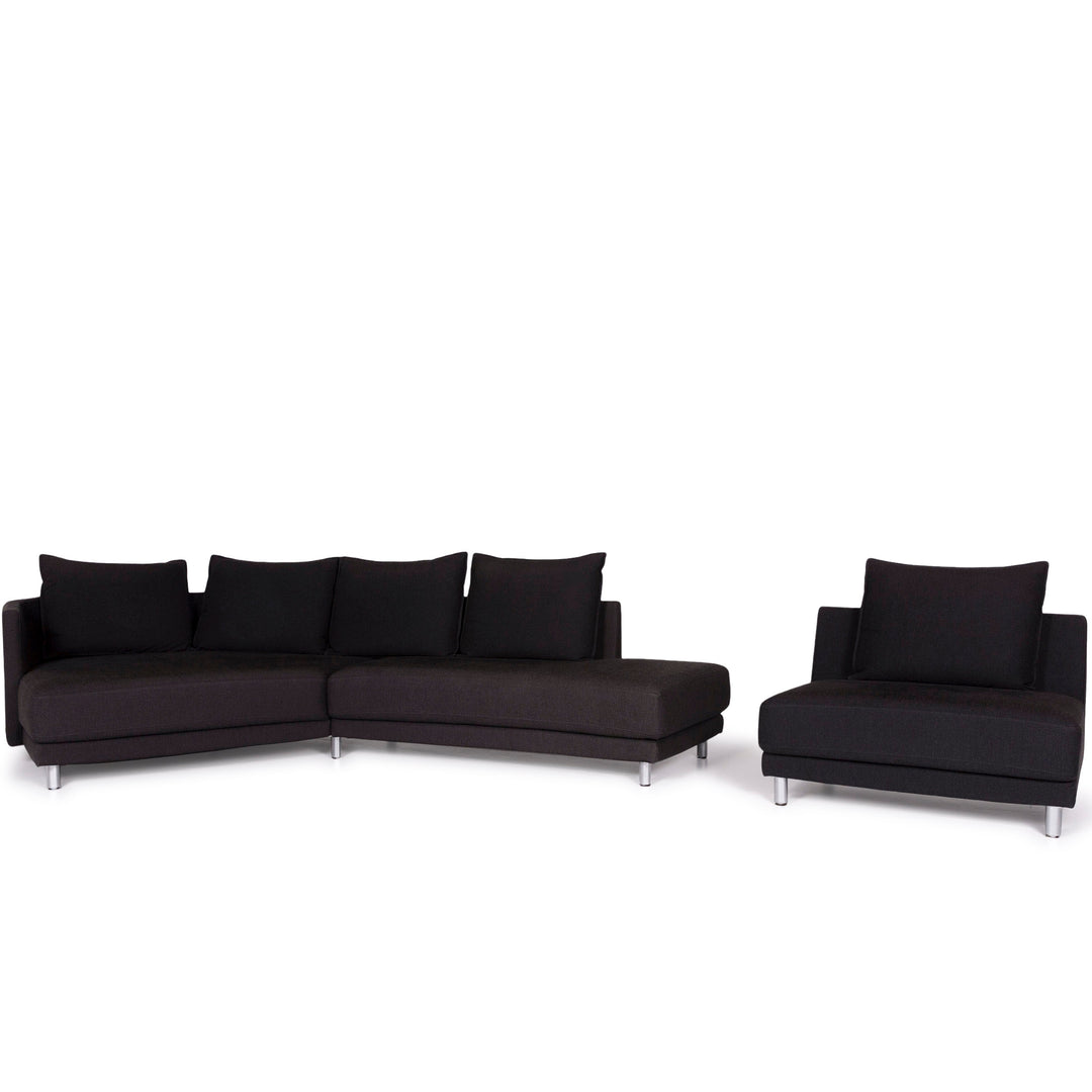 Rolf Benz Onda ensemble de canapés en tissu anthracite canapé d'angle #10618