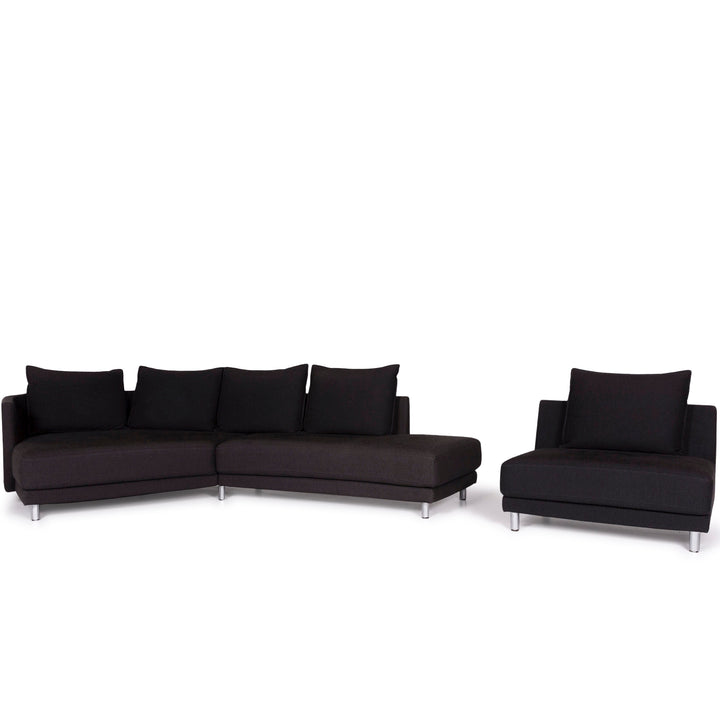Rolf Benz Onda ensemble de canapés en tissu anthracite canapé d'angle #10618