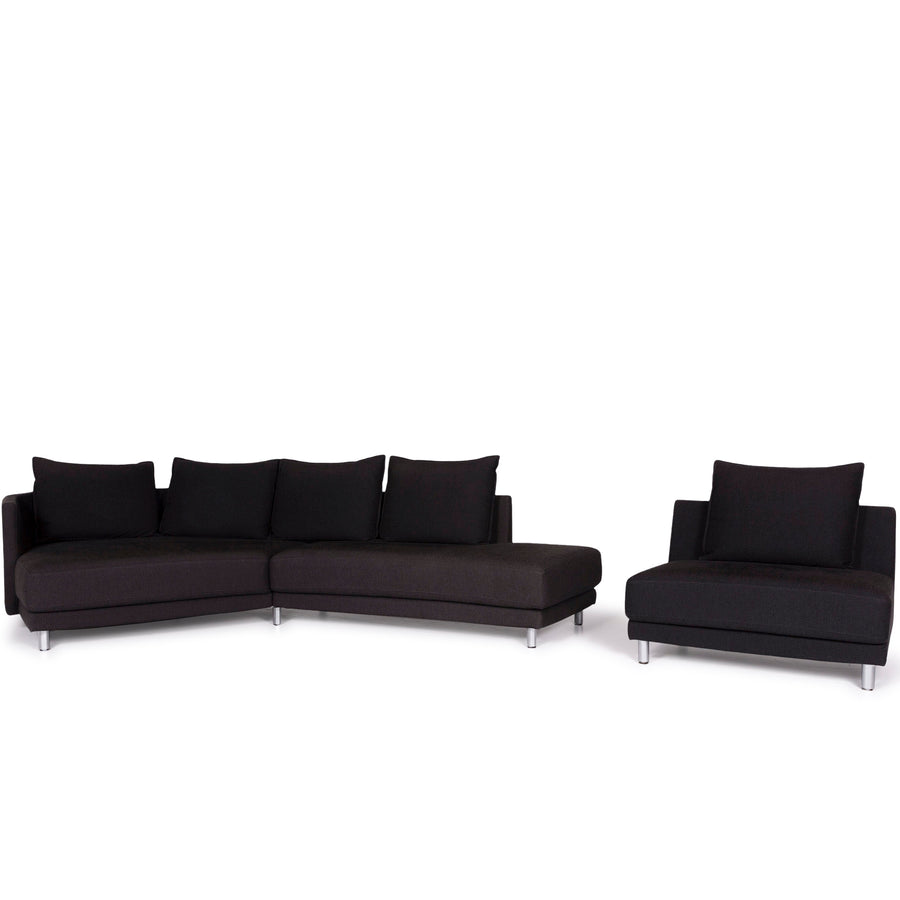 Rolf Benz Onda ensemble de canapés en tissu anthracite canapé d'angle #10618