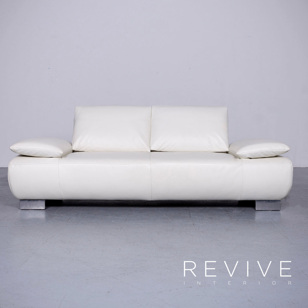 Koinor Volare Designer Leder Sofa Weiß Echtleder Couch #6481