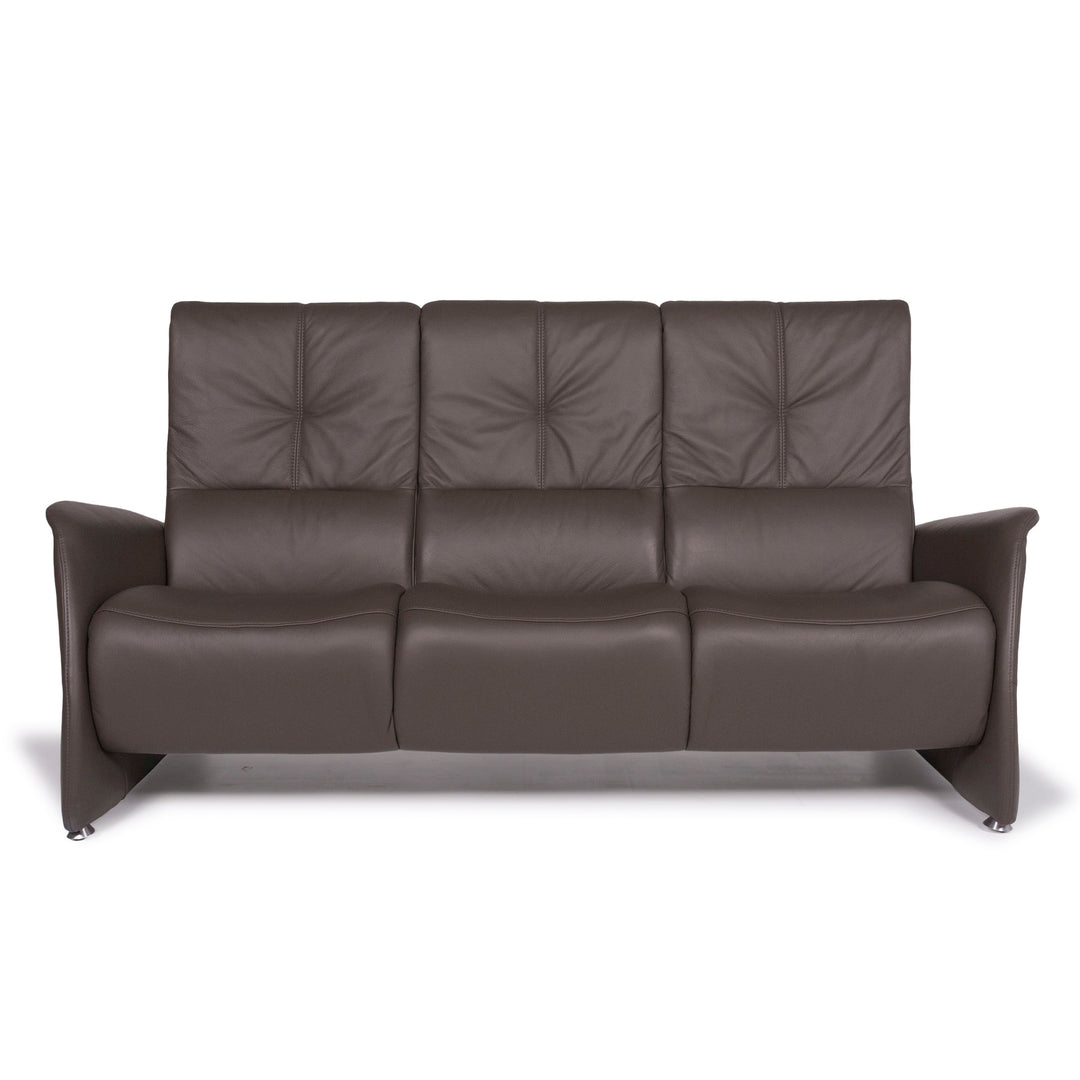 Himolla Leder Sofa Grau Dreisitzer #11451