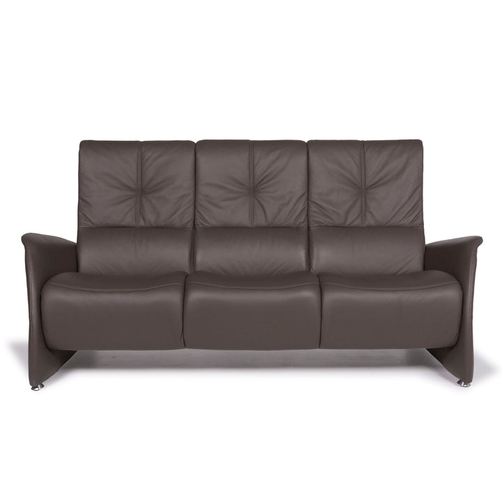 Himolla Leder Sofa Grau Dreisitzer #11451